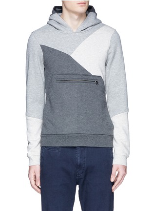 Main View - Click To Enlarge - SCOTCH & SODA - Patchwork cotton blend fleece lined hoodie