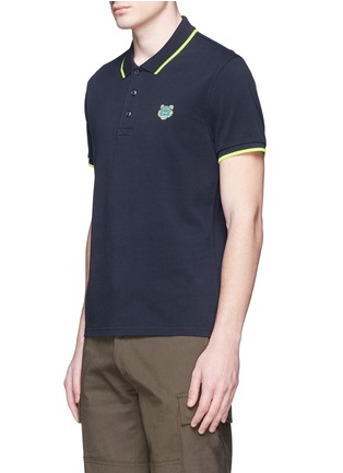 Front View - Click To Enlarge - KENZO - Tiger logo stripe polo shirt