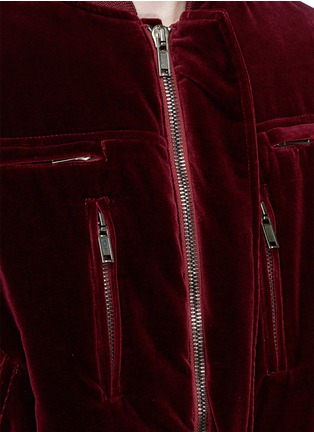 Detail View - Click To Enlarge - HAIDER ACKERMANN - Ruche sleeve velvet bomber jacket
