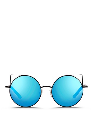 Main View - Click To Enlarge - MATTHEW WILLIAMSON - Wire cat ear round mirror sunglasses