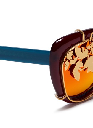 Detail View - Click To Enlarge - MATTHEW WILLIAMSON - Leaf cutwork clip-on acetate sunglasses