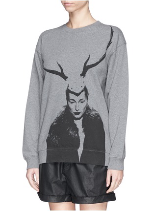 Front View - Click To Enlarge - MC Q - 'Lady Antler' print sweatshirt