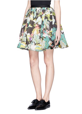 Front View - Click To Enlarge - MS MIN - Printed full flare silk skirt