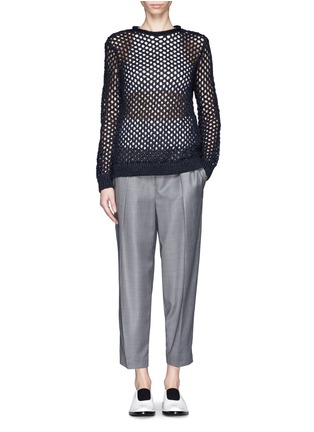 Figure View - Click To Enlarge - T BY ALEXANDER WANG - Nylon tape open-knit long-sleeve sweater