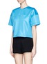 Front View - Click To Enlarge - T BY ALEXANDER WANG - Shiny double knit scuba T-shirt