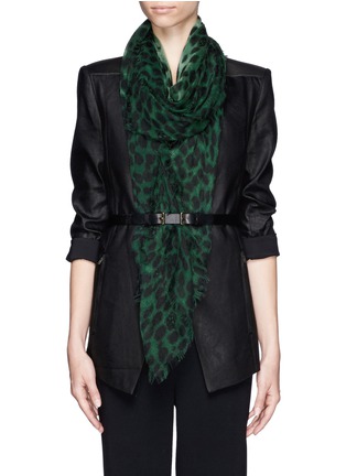 Figure View - Click To Enlarge - ALEXANDER MCQUEEN - Leopard skull print cashmere-silk scarf