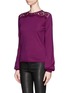 Front View - Click To Enlarge - EMILIO PUCCI - Lace yoke wool sweater