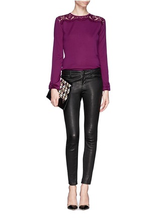 Figure View - Click To Enlarge - EMILIO PUCCI - Lace yoke wool sweater