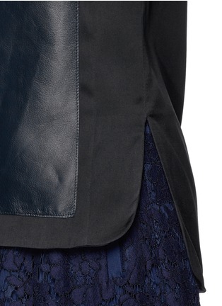 Detail View - Click To Enlarge - VINCE - Leather front silk sleeveless top