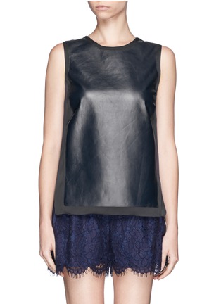 Main View - Click To Enlarge - VINCE - Leather front silk sleeveless top