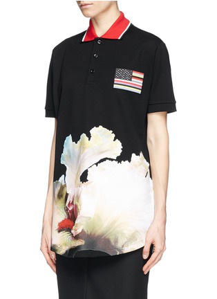Front View - Click To Enlarge - GIVENCHY - Embroidery and floral print polo shirt