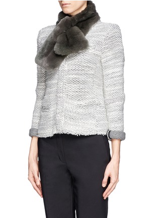 Front View - Click To Enlarge - ARMANI COLLEZIONI - Rabbit fur loop scarf