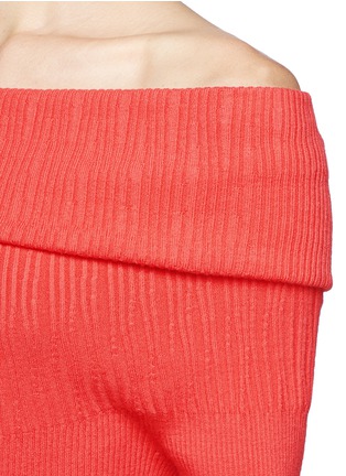 Detail View - Click To Enlarge - ARMANI COLLEZIONI - Off shoulder rib knit sweater