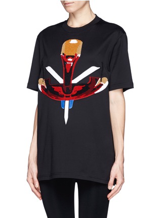 Front View - Click To Enlarge - GIVENCHY - Tribal snake bouclé T-shirt
