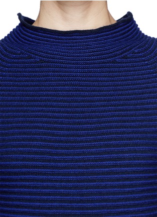 Detail View - Click To Enlarge - ARMANI COLLEZIONI - Funnel neck rib knit wool sweater