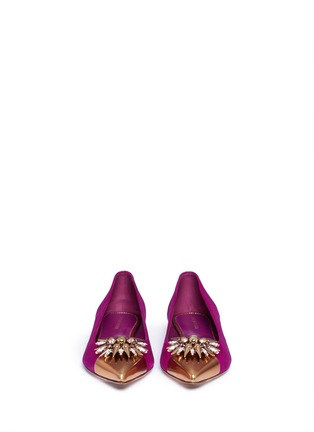 Figure View - Click To Enlarge - SERGIO ROSSI - Glam crystal and spike suede flats