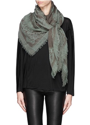 Figure View - Click To Enlarge - FRANCO FERRARI - Floral lace print wool-cashmere scarf
