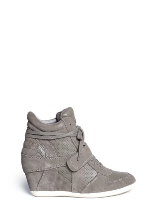 Main View - Click To Enlarge - ASH - 'Bowie' suede and calf leather wedge sneakers