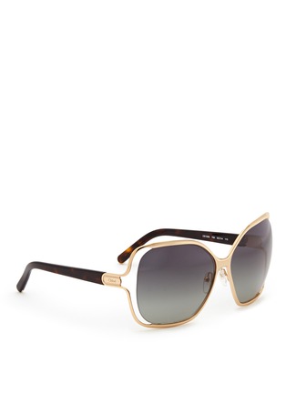 Figure View - Click To Enlarge - CHLOÉ - Oversized suspended wire-rim sunglasses