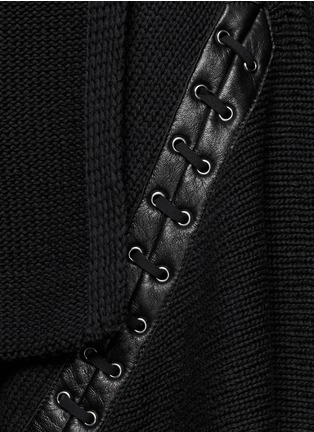 Detail View - Click To Enlarge - MAJE - 'Echarpe' leather panel cardigan