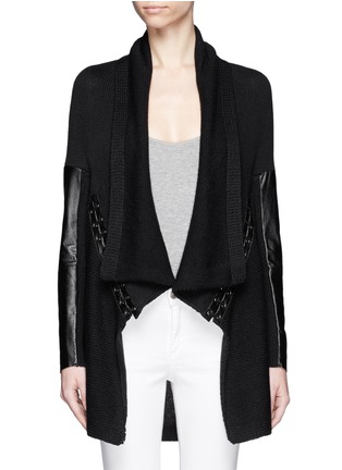 Main View - Click To Enlarge - MAJE - 'Echarpe' leather panel cardigan
