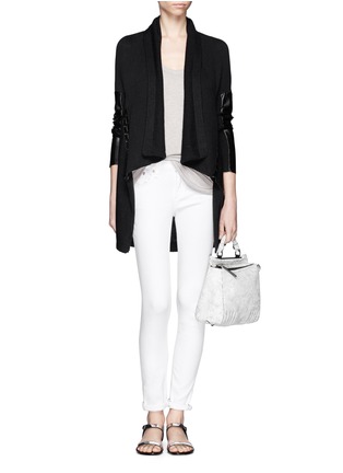 Figure View - Click To Enlarge - MAJE - 'Echarpe' leather panel cardigan