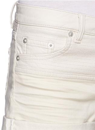 Detail View - Click To Enlarge - MAJE - Admis faux leather trim denim shorts