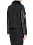 Back View - Click To Enlarge - GIVENCHY - Shearling leather-twill biker jacket