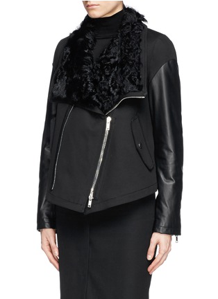 Front View - Click To Enlarge - GIVENCHY - Shearling leather-twill biker jacket