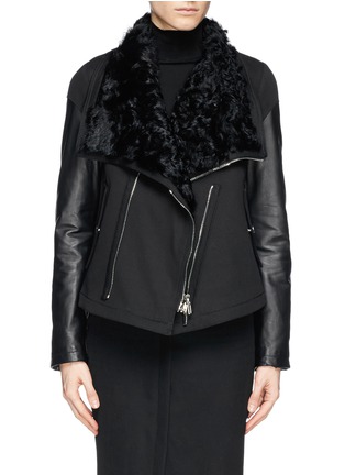 Main View - Click To Enlarge - GIVENCHY - Shearling leather-twill biker jacket
