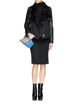Figure View - Click To Enlarge - GIVENCHY - Shearling leather-twill biker jacket