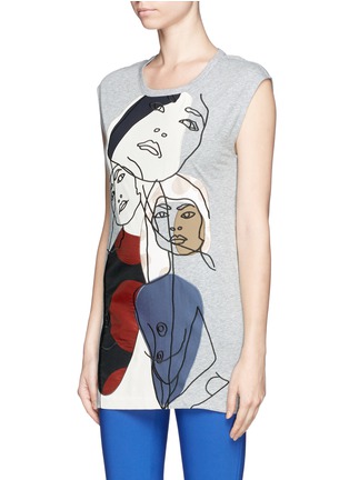Front View - Click To Enlarge - STELLA MCCARTNEY - Face embroidery patchwork jersey tunic