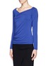 Front View - Click To Enlarge - ARMANI COLLEZIONI - Wrap front drape jersey top