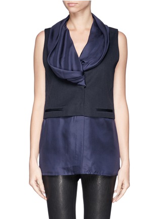 Main View - Click To Enlarge - HAIDER ACKERMANN - Silk drape neck wool blend vest blouse combo