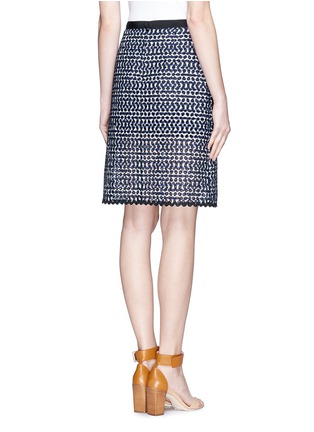 Back View - Click To Enlarge - SACAI LUCK - Floral eyelet check print pencil skirt