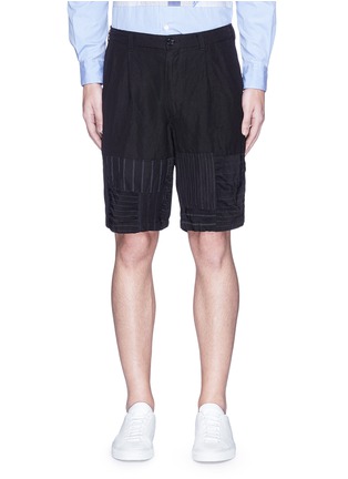 Main View - Click To Enlarge - COMME DES GARÇONS HOMME - Stripe patchwork wool-linen shorts