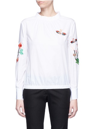 Main View - Click To Enlarge - HELEN LEE - Flying bunny and floral embroidered blouse