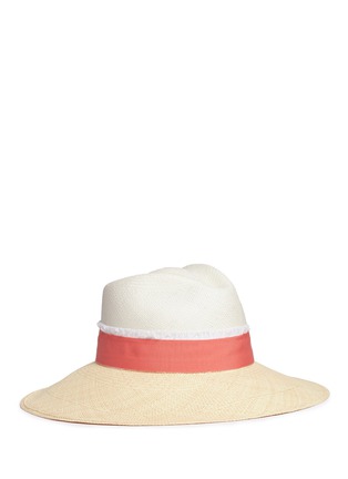Main View - Click To Enlarge - SENSI STUDIO - Frayed band bicolour toquilla straw Panama hat