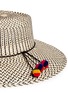 Detail View - Click To Enlarge - SENSI STUDIO - Pompom chevron stripe toquilla straw hat