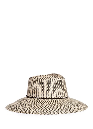 Main View - Click To Enlarge - SENSI STUDIO - Pompom chevron stripe toquilla straw hat