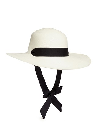 Main View - Click To Enlarge - SENSI STUDIO - 'Lady Majorca' adjustable ribbon toquilla straw hat