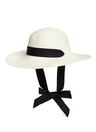Figure View - Click To Enlarge - SENSI STUDIO - 'Lady Majorca' adjustable ribbon toquilla straw hat