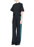 Figure View - Click To Enlarge - VICTORIA, VICTORIA BECKHAM - Silk satin trim relaxed tuxedo pants