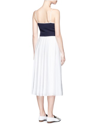 Back View - Click To Enlarge - VICTORIA, VICTORIA BECKHAM - Contrast top pleated satin crepe dress