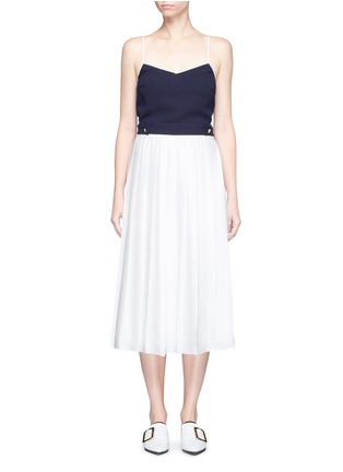 Main View - Click To Enlarge - VICTORIA, VICTORIA BECKHAM - Contrast top pleated satin crepe dress