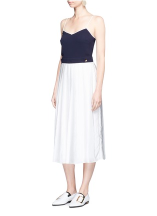 Figure View - Click To Enlarge - VICTORIA, VICTORIA BECKHAM - Contrast top pleated satin crepe dress