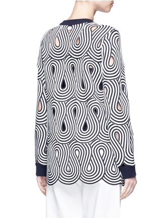 Back View - Click To Enlarge - VICTORIA, VICTORIA BECKHAM - Swirl stripe cutout sweater
