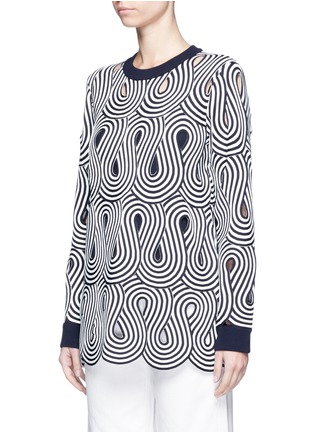 Front View - Click To Enlarge - VICTORIA, VICTORIA BECKHAM - Swirl stripe cutout sweater