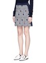 Front View - Click To Enlarge - VICTORIA, VICTORIA BECKHAM - Swirl stripe cutout rib knit skirt