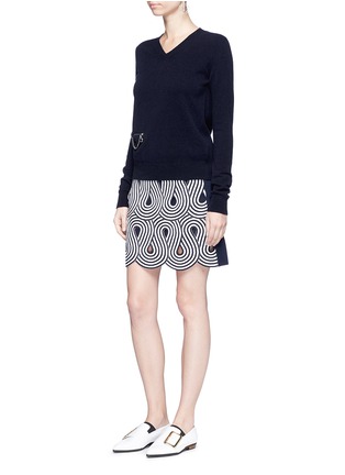 Figure View - Click To Enlarge - VICTORIA, VICTORIA BECKHAM - Swirl stripe cutout rib knit skirt